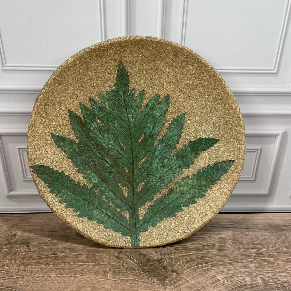 Vintage Handmade Textured Fern Leaf Decorative 10.5" Plate Dish 2003 Signed